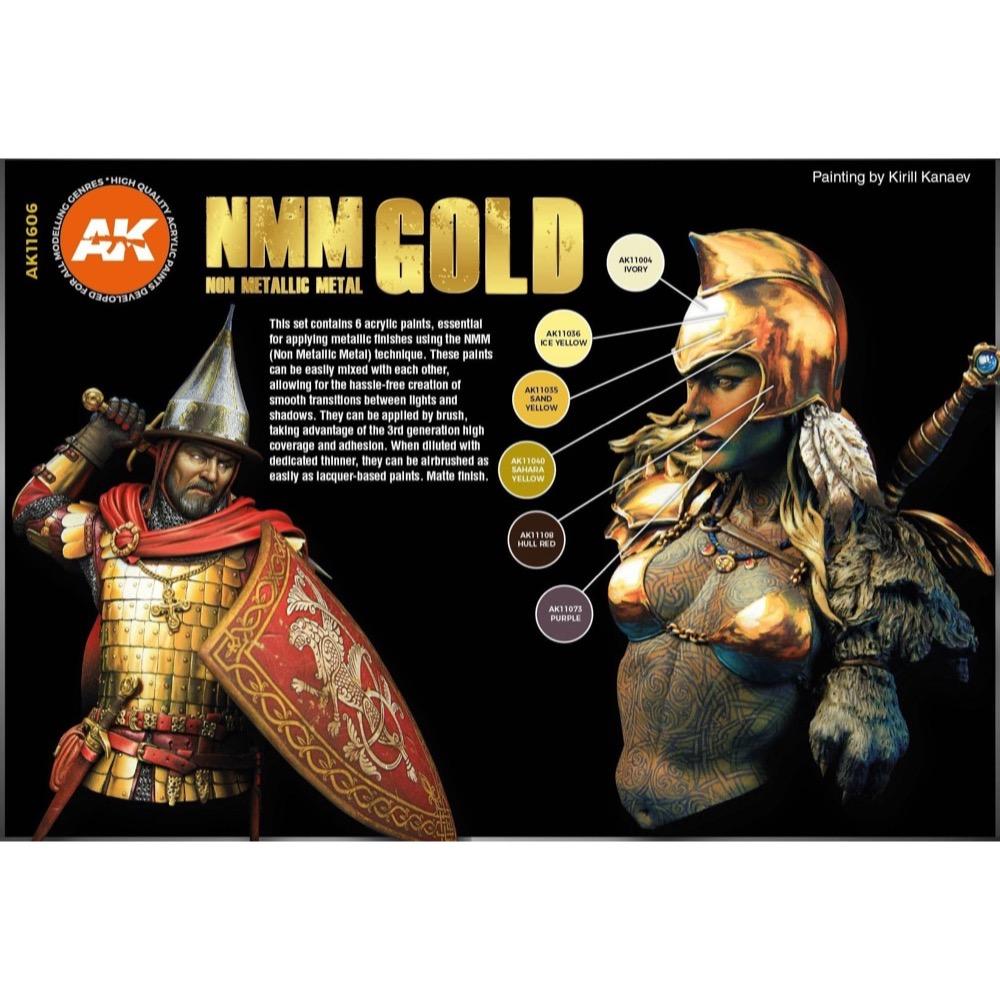 AK Interactive 11606 Non Metallic Metal NMM Gold Set