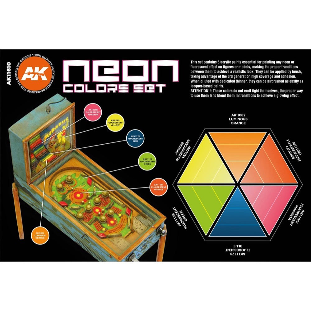 AK Interactive AK11610 Neon Colors Set (3rd Generation)