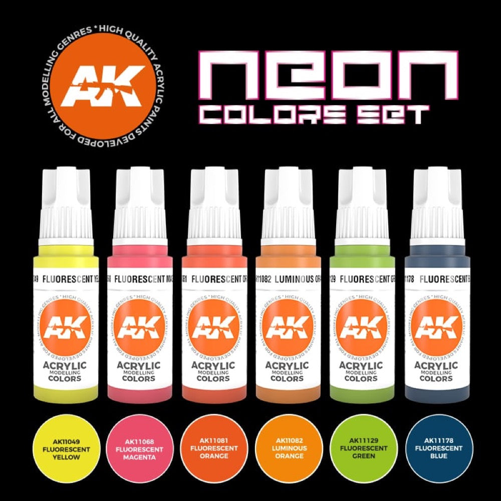 AK Interactive AK11610 Neon Colors Set (3rd Generation)