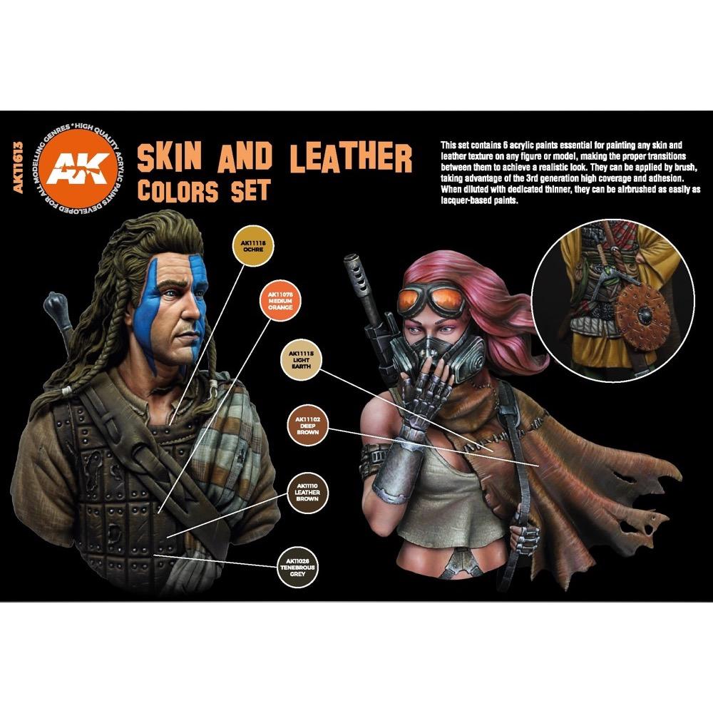 AK Interactive 11613 Skin and Leather Colours Set