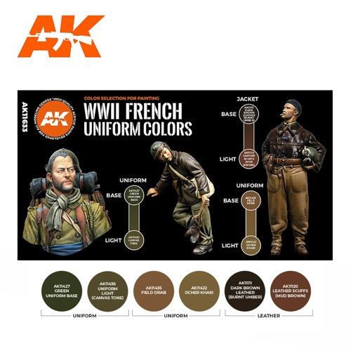 AK Interactive AK11633 French Uniform Colors Acrylic Paint Set 3rd Generation