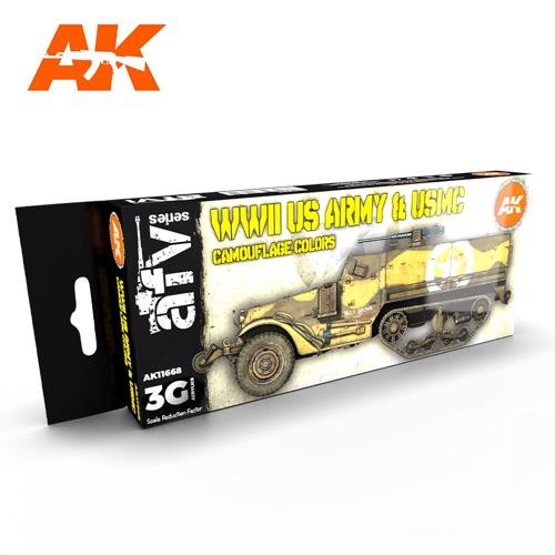 AK Interactive AK11668 US Army And USMC Camouflage Colors Acrylic Paint Set 3rd Generation