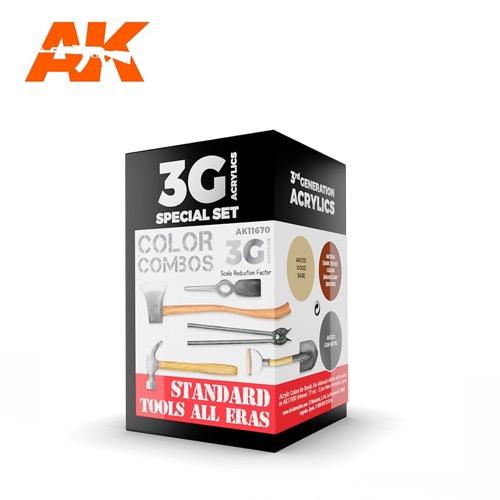 AK Interactive AK11670 Standard Tools All Eras Combo Acrylic Paint Set 3rd Generation