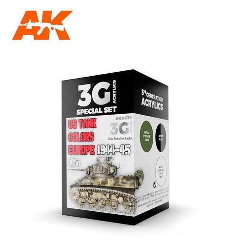 AK Interactive AK11675 US Tank Colors Europe 1944-45 Acrylic Paint Set 3rd Generation