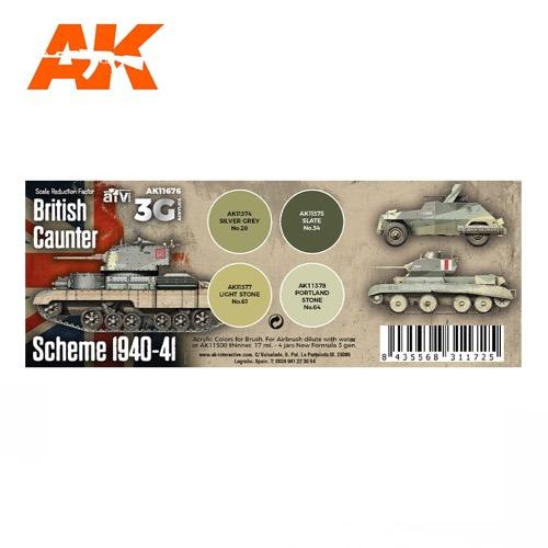 AK Interactive AK11676 British Caunter Scheme 1940-1941 Acrylic Paint Set 3rd Generation