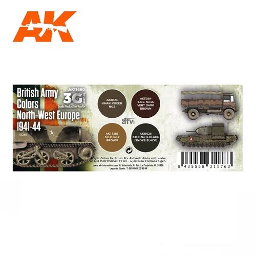AK Interactive AK11680 British Army Colors Europe 1941-44 Acrylic Paint Set 3rd Generation