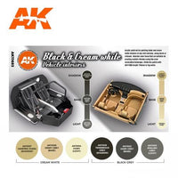 AK Interactive AK11683 Black Interior And Cream White Acrylic Paint Set 3rd Generation