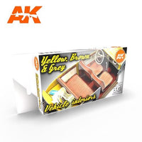 AK Interactive AK11684 Grey Yellow Brown Interiors Acrylic Paint Set 3rd Generation