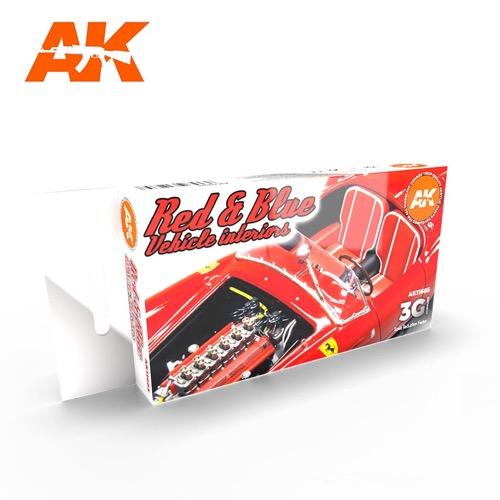AK Interactive AK11685 Red And Blue Interior Colors Acrylic Paint Set 3rd Generation