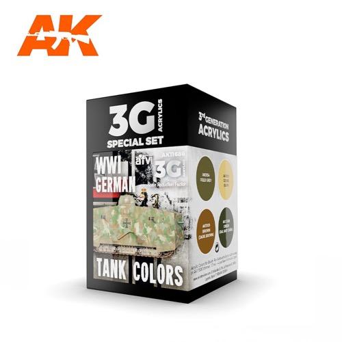 AK Interactive AK11686 WWI German Tank Colors Acrylic Paint Set 3rd Generation