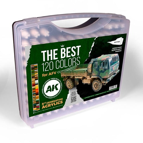 AK Interactive 11705 Briefcase 120 AFV Colours Acrylic Paint Set (3rd Generation)