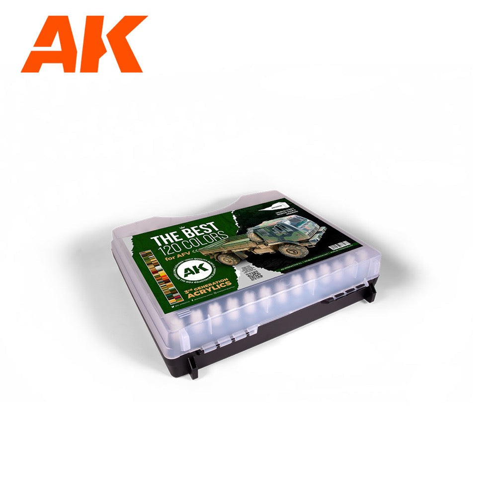 AK Interactive 11705 Briefcase 120 AFV Colours Acrylic Paint Set (3rd Generation)