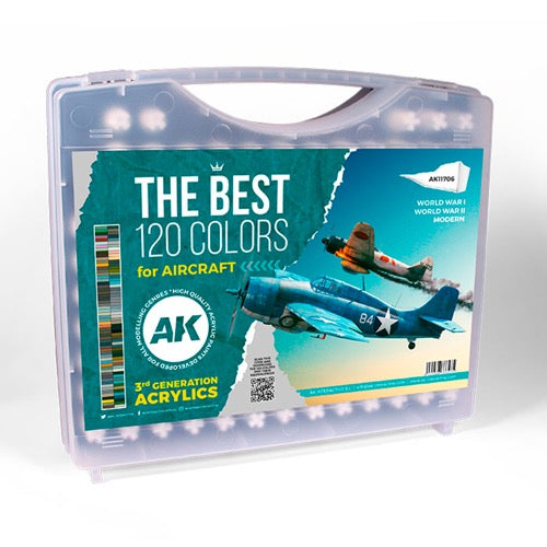 AK Interactive 11706 Briefcase 120 Aircraft Colours Acrylic Paint Set (3rd Generation)