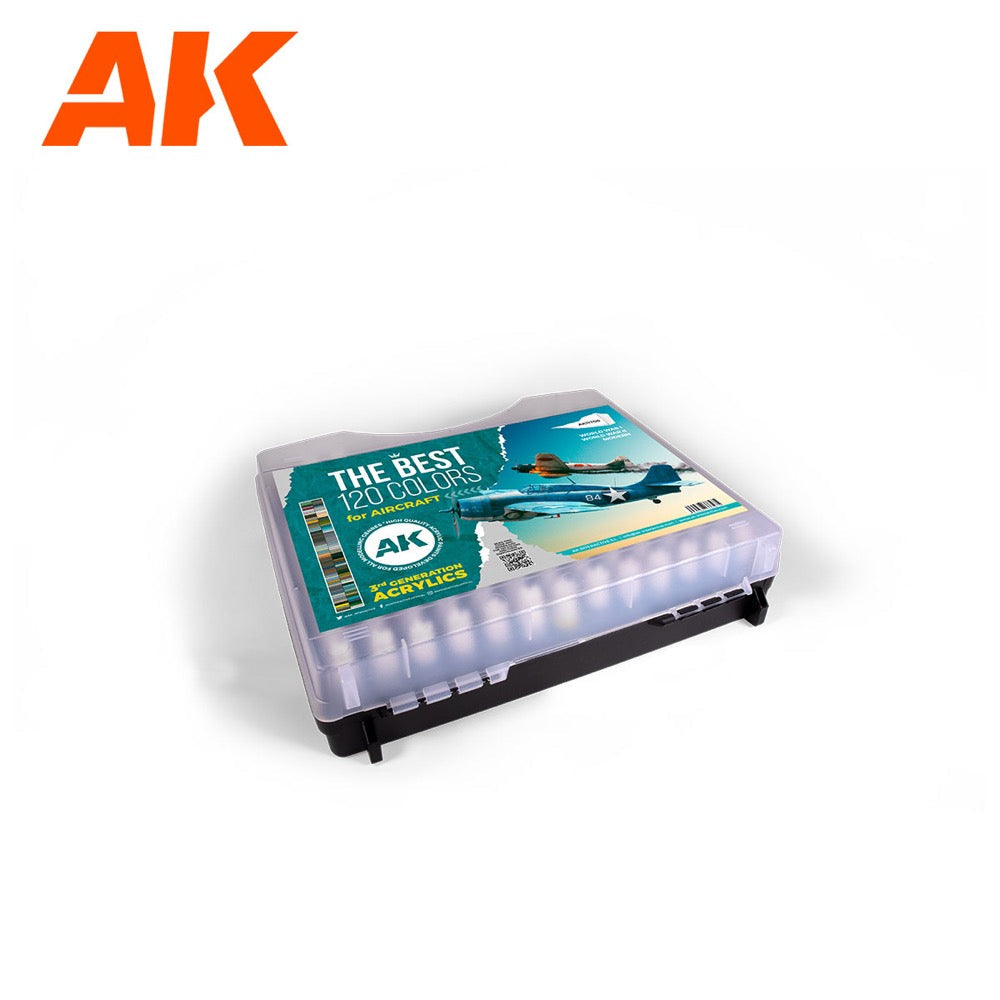AK Interactive 11706 Briefcase 120 Aircraft Colours Acrylic Paint Set (3rd Generation)