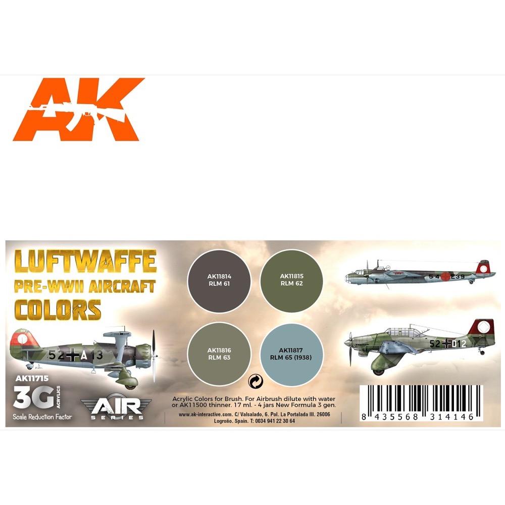 AK Interactive 11715 Luftwaffe Pre WWII Aircraft Colour Set 3rd Generation