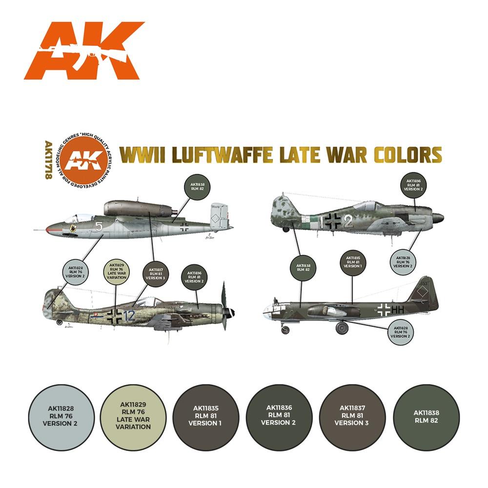 AK Interactive 11718 WWII Luftwaffe Late War Aircraft Colour Set 3rd Generation