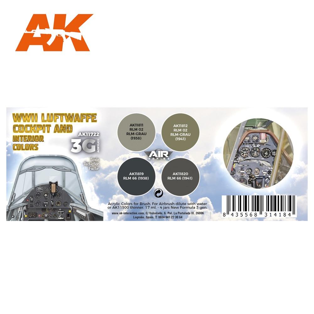 AK Interactive 11722 WWII Luftwaffe Cockpit And Interior Aircraft Colour Set 3rd Generation