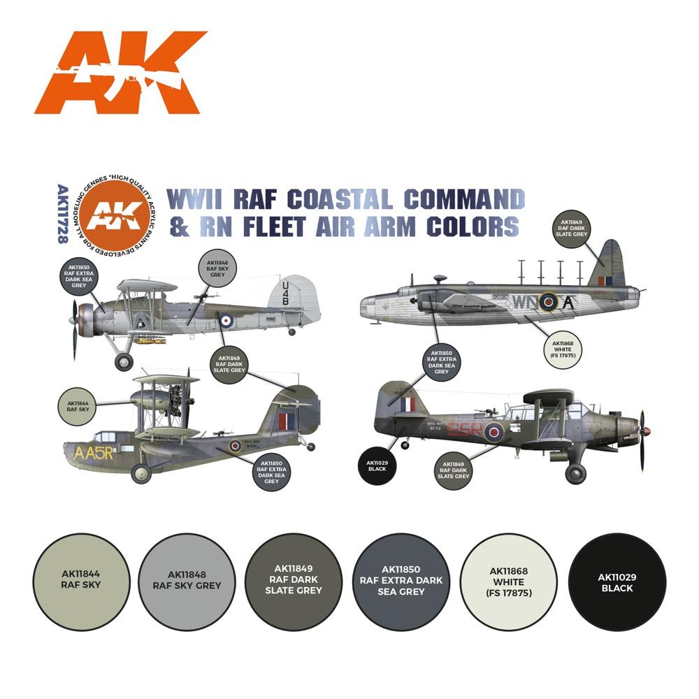 AK Interactive 11728 WWII RAF Coastal Command And RN Fleet Air Arm Aircraft Colour Set 3rd Generation