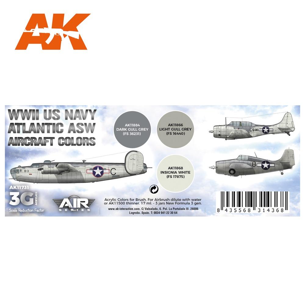 AK Interactive 11731 WWII US Navy Atlantic ASW Aircraft Colour Set 3rd Generation