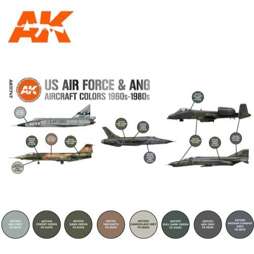 AK Interactive 11747 USAF And ANG 1960S-1980S Aircraft Colour Set 3rd Generation
