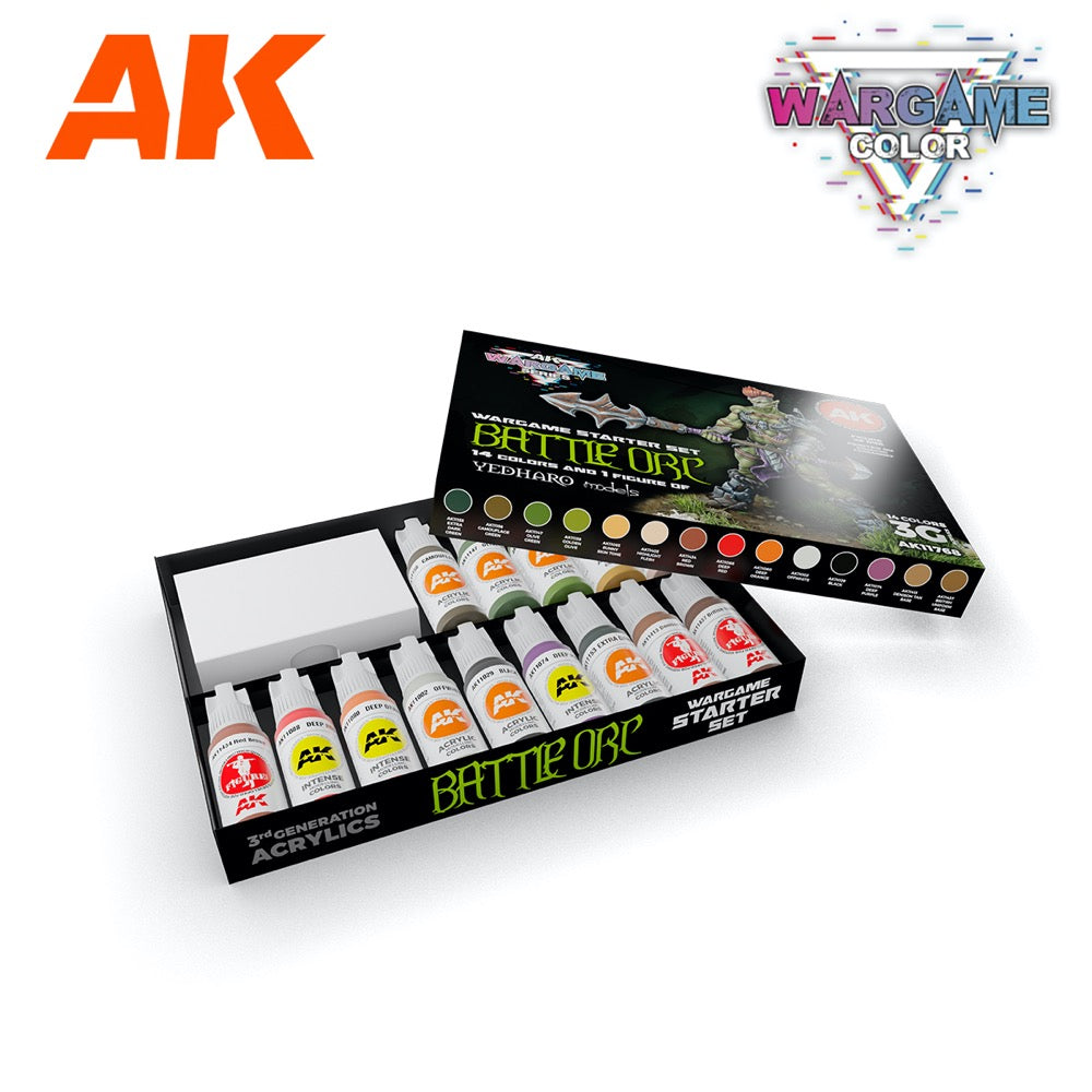AK 11768 Battle Orc Wargame Acrylic Paint with Figure Starter Set (3rd Generation)