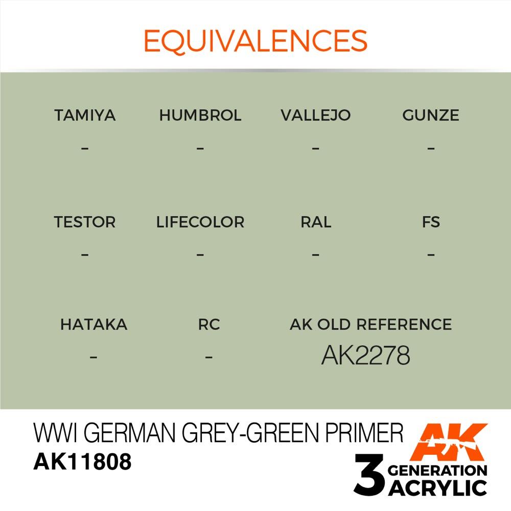AK Interactive AK11808 Air Series WWI German Grey-Green Primer Acrylic Paint 17ml 3rd Generation