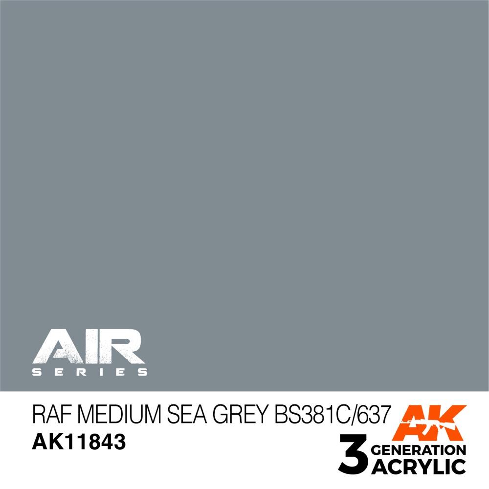 AK Interactive AK11843 Air Series RAF Medium Sea Grey BS381C/637 Acrylic Paint 17ml 3rd Generation