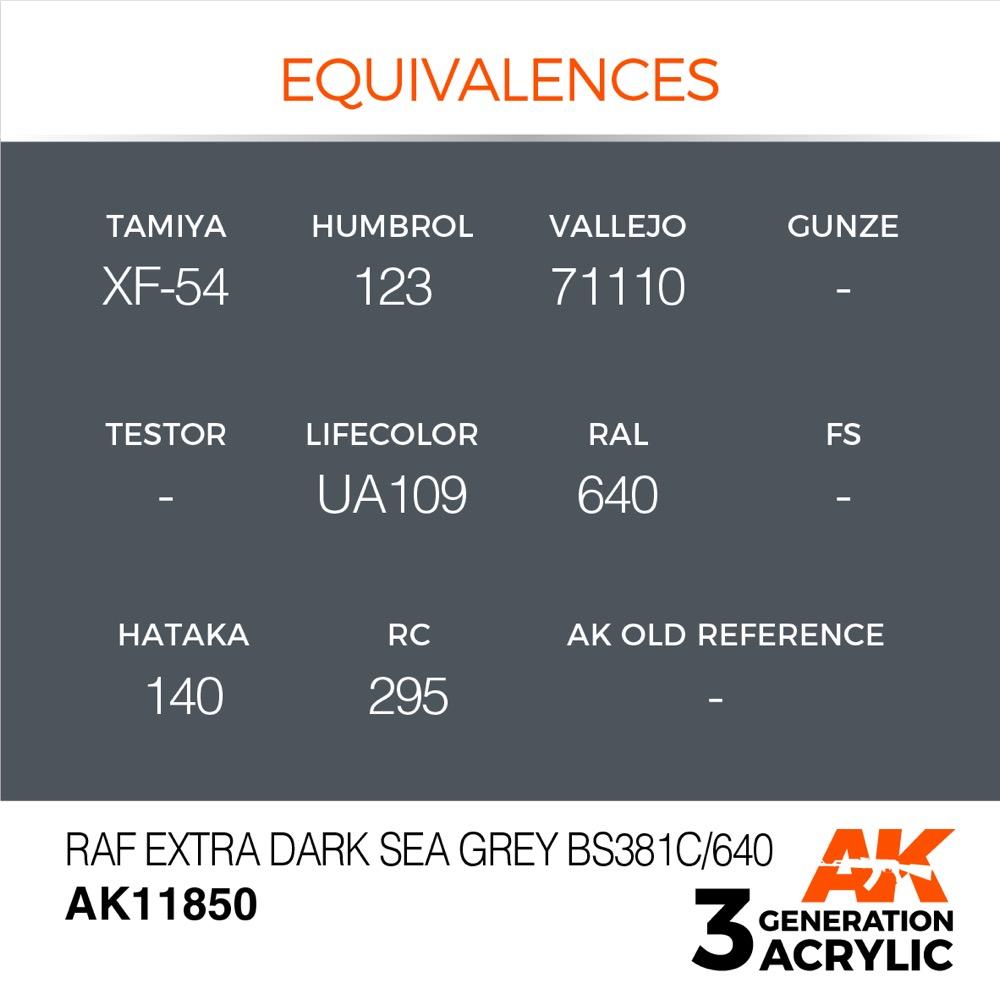 AK Interactive AK11850 Air Series RAF Extra Dark Sea Grey BS381C/640 Acrylic Paint 17ml 3rd Generation