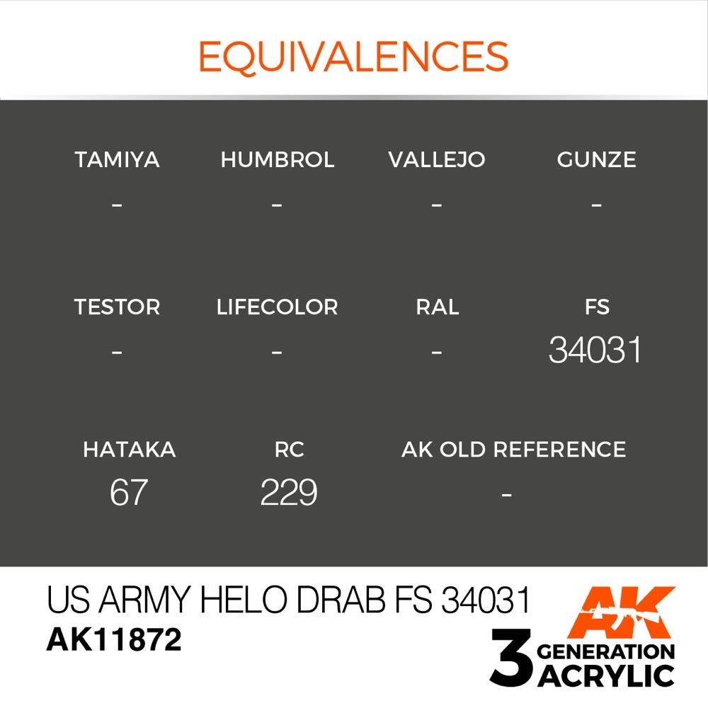 AK Interactive AK11872 US Army Helo Drab FS 34031 Acrylic Paint 17ml 3rd Generation