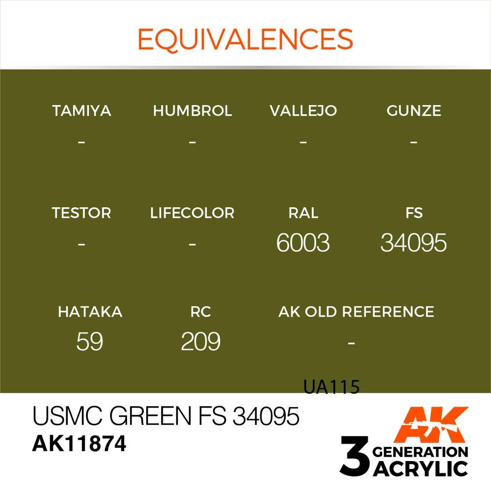 AK Interactive AK11874 Air Series USMC Green FS 34095 Acrylic Paint 17ml 3rd Generation