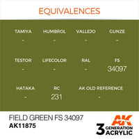 AK Interactive AK11875 Air Series Field Green FS 34097 Acrylic Paint 17ml 3rd Generation