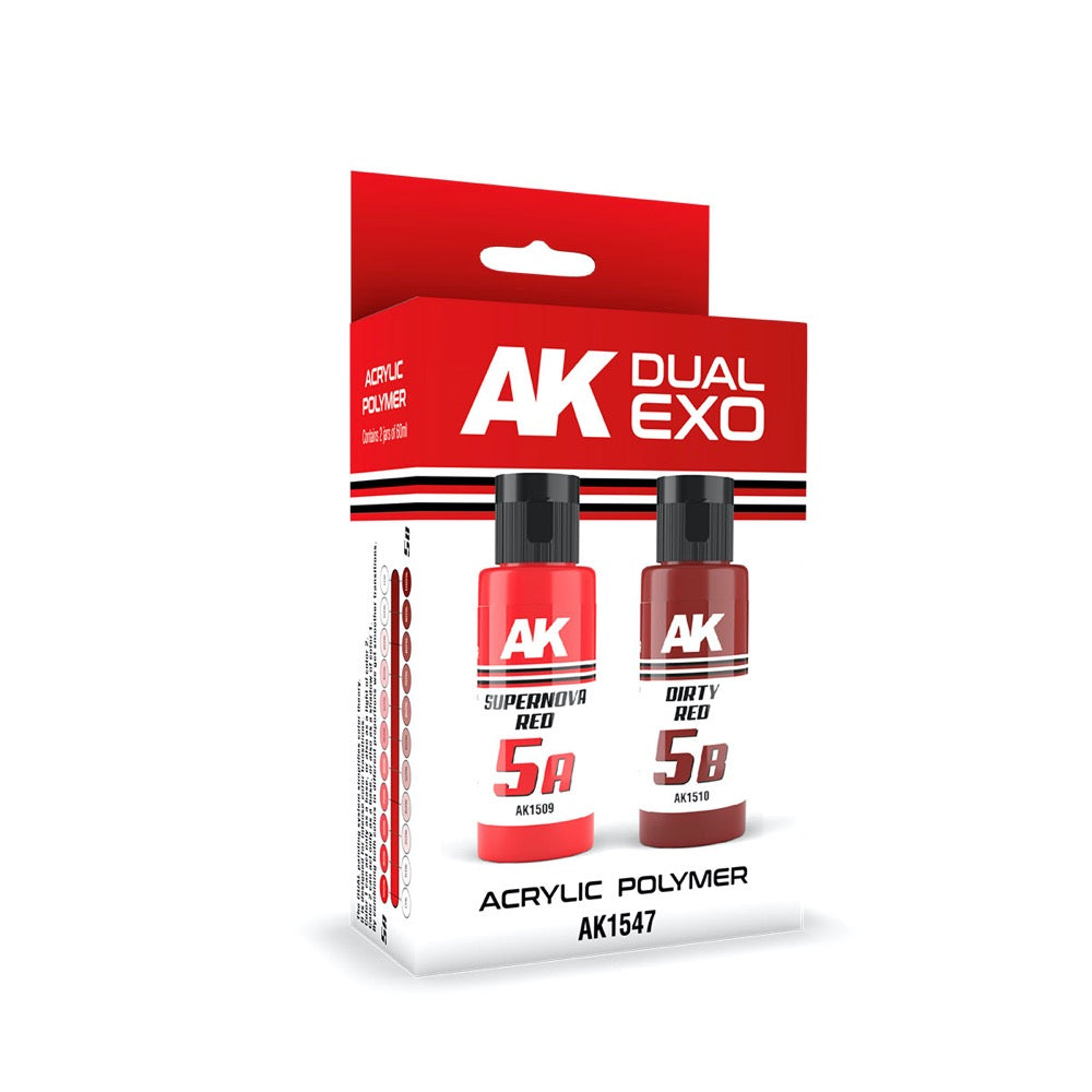 AK Interactive AK1547 Dual Exo Set 5 5A Supernova Red and 5B Dirty Red