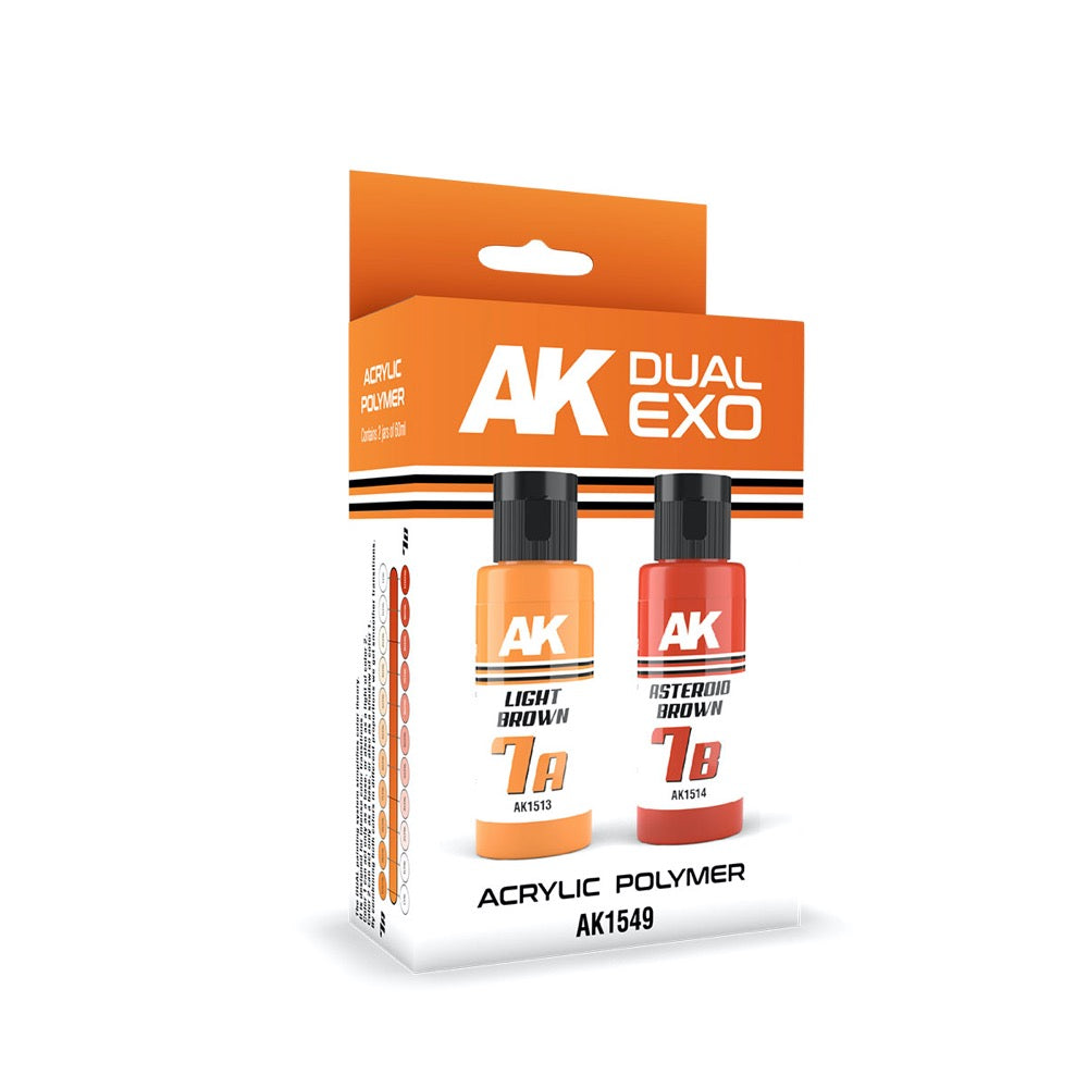 AK Interactive AK1549 Dual Exo Set 7 7A Light Brown and 7B Asteroid Brown