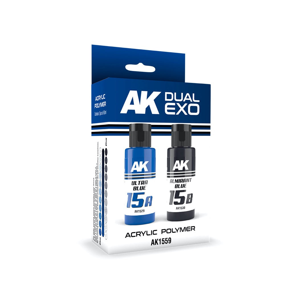 AK Interactive AK1559 Dual Exo Set 15 15A Ultra Blue and 15B Almirant Blue