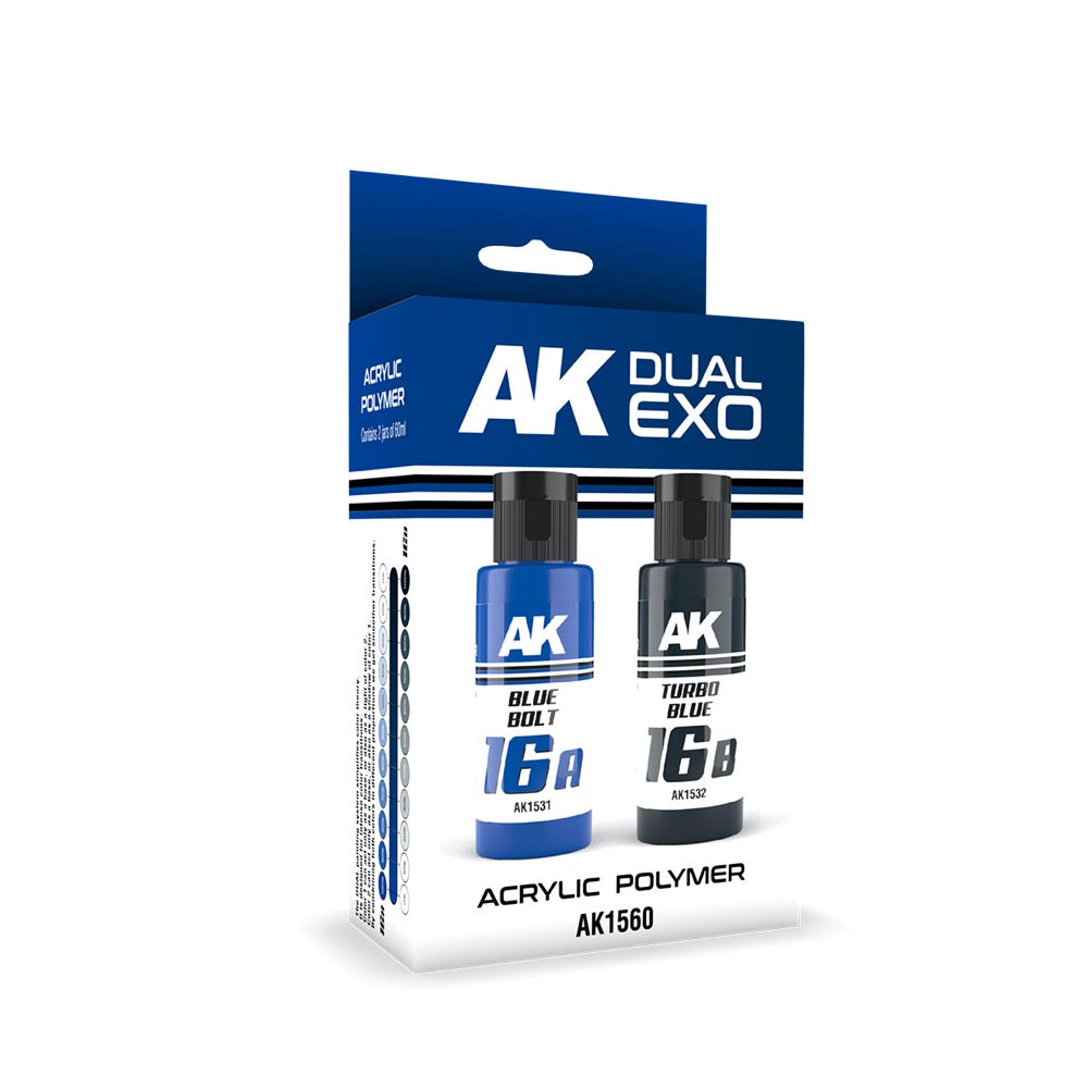 AK Interactive AK1560 Dual Exo Set 16 16A Blue Bolt and 16B Turbo Blue