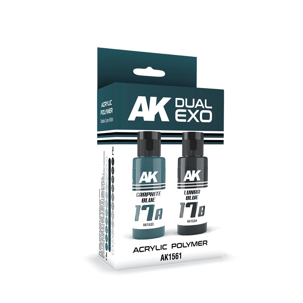 AK Interactive AK1561 Dual Exo Set 17 17A Graphite Blue and 17B Lunar Blue