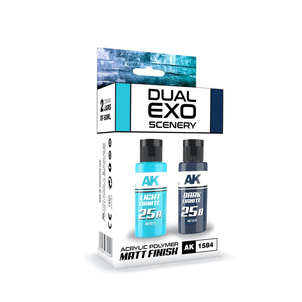 AK Interactive AK1584 Dual Exo Set 25 25A Light Cianite and 25B Dark Cianite