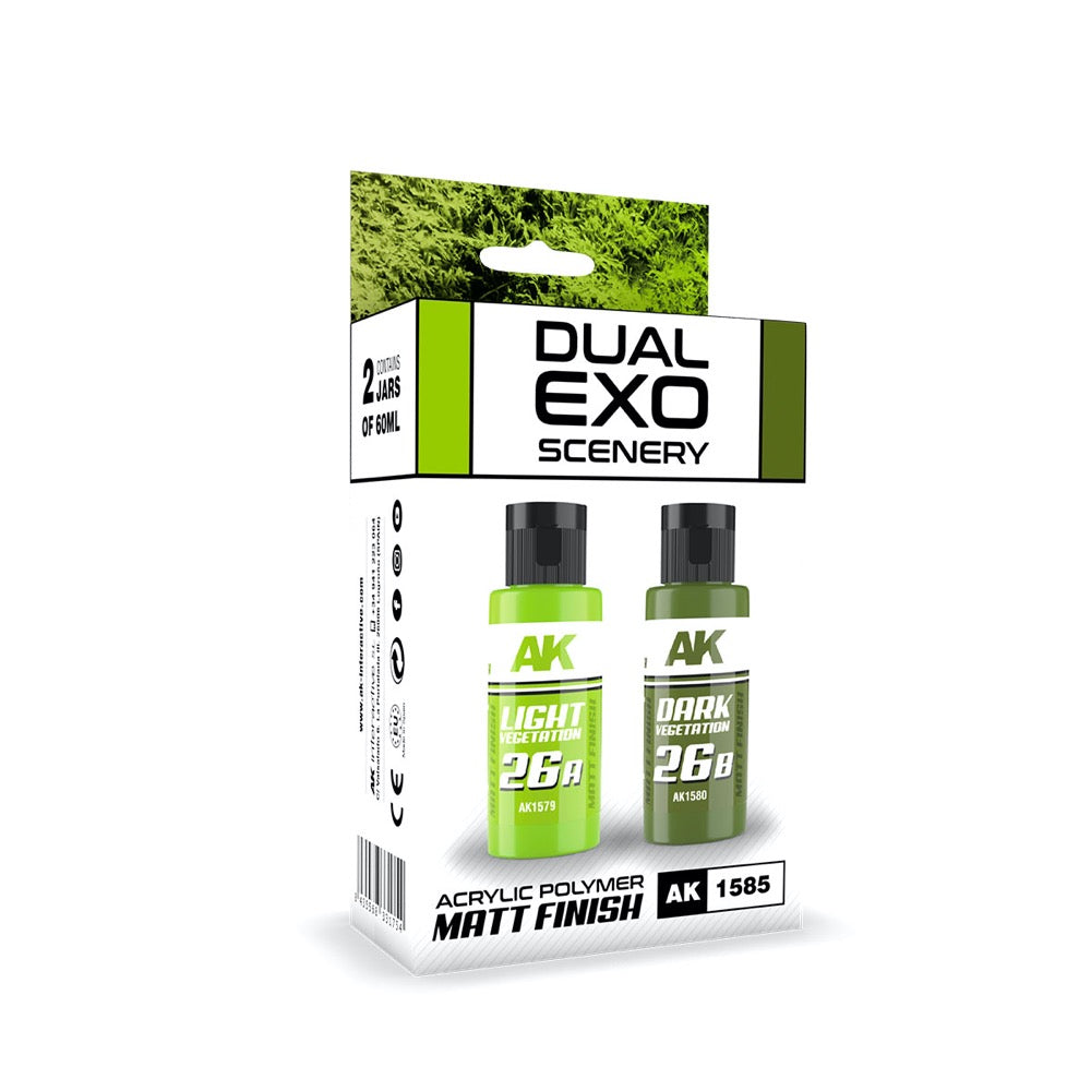 AK Interactive AK1585 Dual Exo Set 26 26A Light Vegetation and 26B Dark Vegetation
