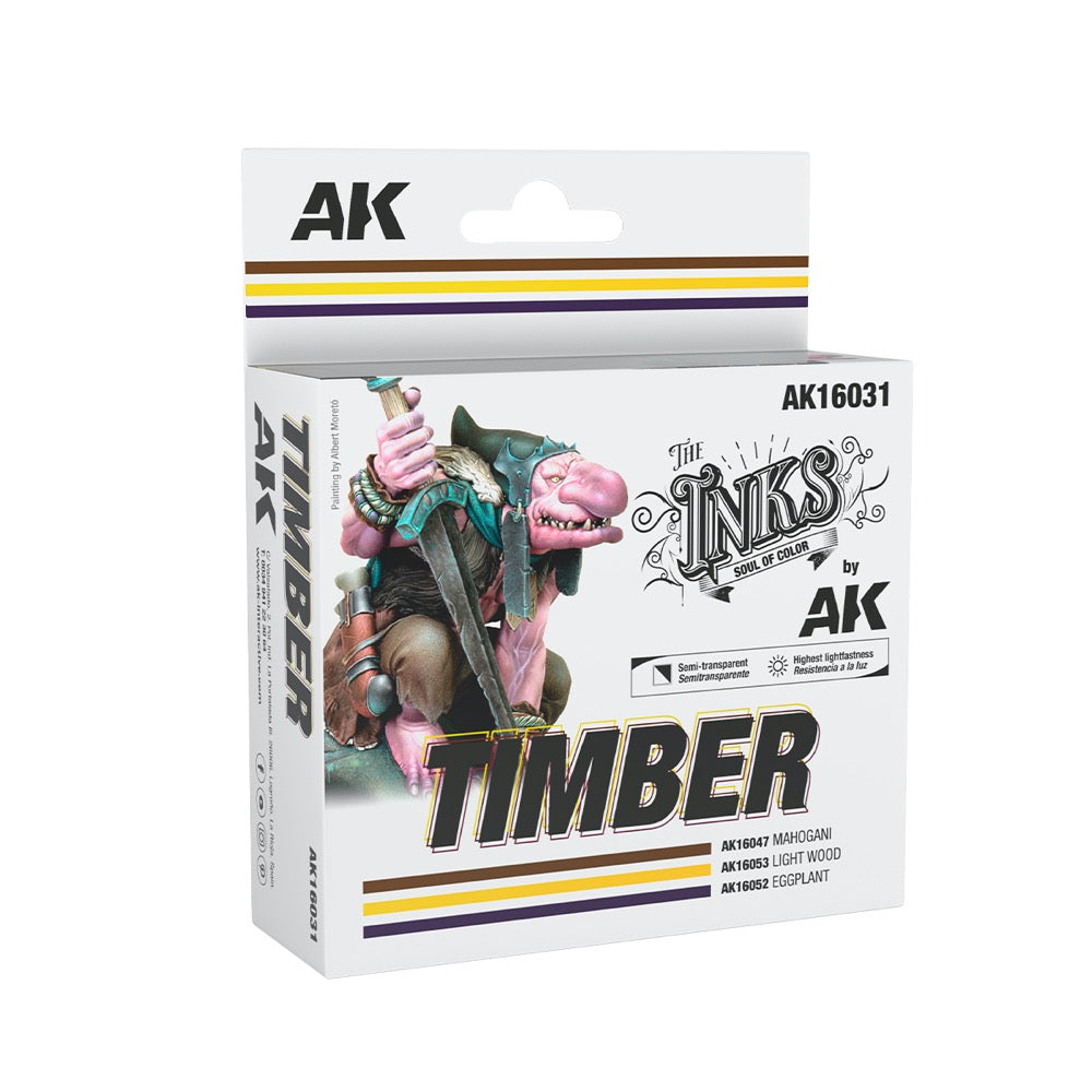 AK Interactive 16031 The INKS Timber Colors Set Acrylic Ink Set 3 Colours