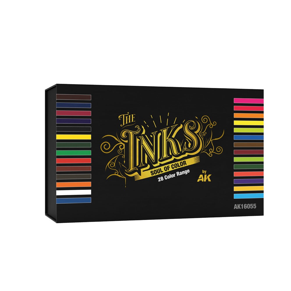 AK Interactive 16055 The INKS Special Box Full Range Set 28 Colors X 30 ml Acyrlic Ink