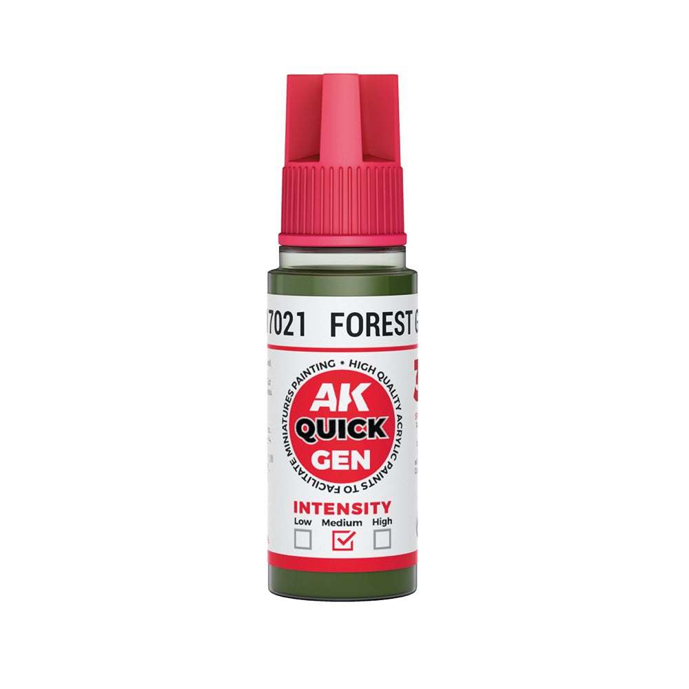 AK Interactive 17021 Quick Gen Forest Green 18ml Acrylic Paint