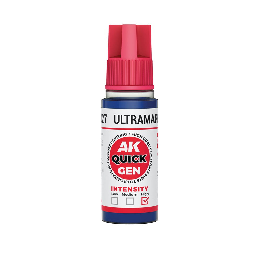 AK Interactive 17027 Quick Gen Ultramarine Blue 18ml Acrylic Paint
