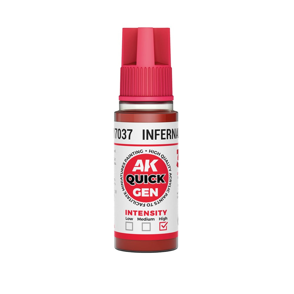 AK Interactive 17037 Quick Gen Infernal Red 18ml Acrylic Paint