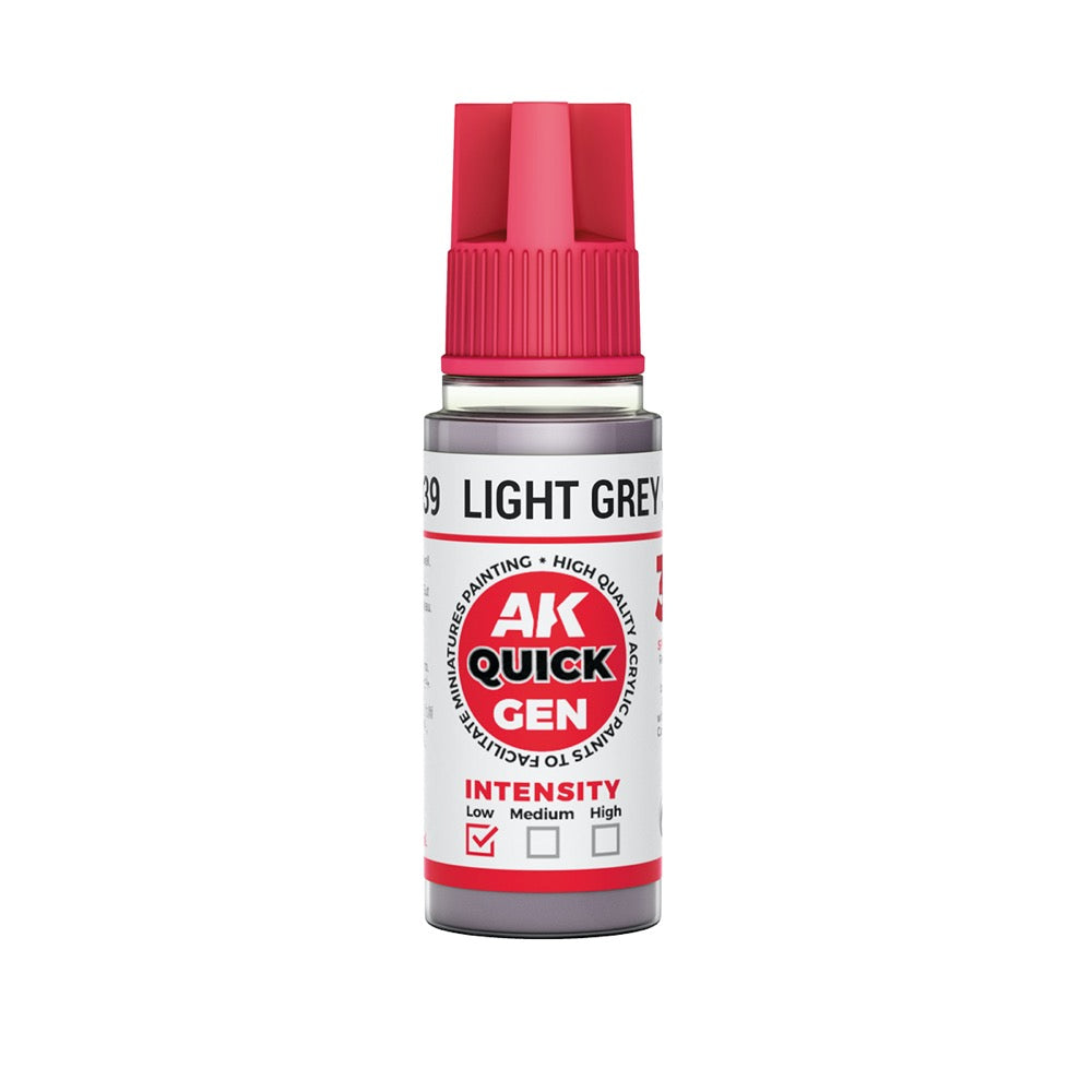 AK Interactive 17039 Quick Gen Light Grey Shadow 18ml Acrylic Paint