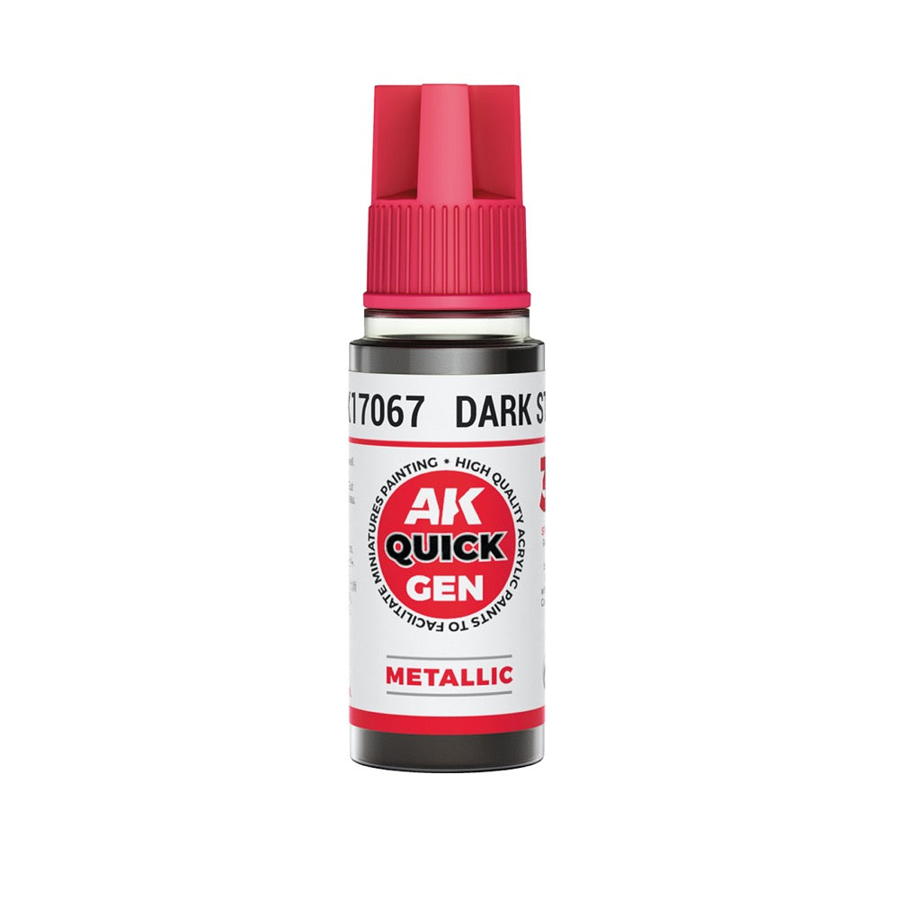AK Interactive 17067 Quick Gen Dark Steal 18ml Acrylic Paint