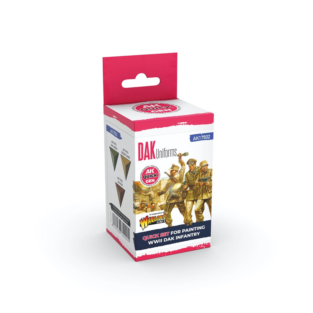 AK Interactive 17502 Quick Gen DAK Uniforms Acrylic Paint Set 3 Colours
