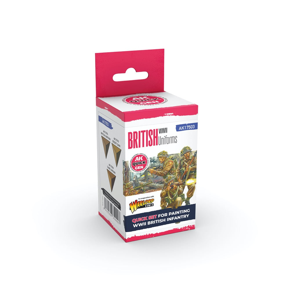 AK Interactive 17503 Quick Gen British Uniforms Acrylic Paint Set 3 Colours