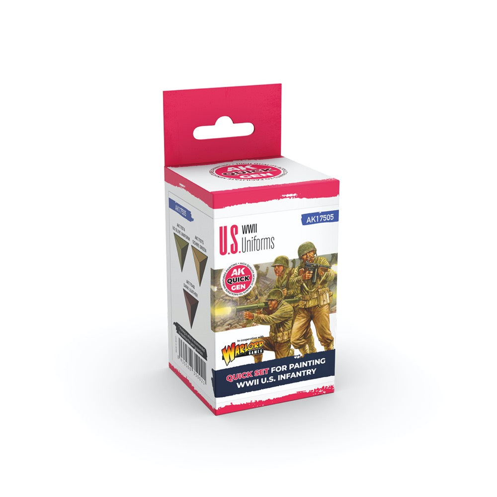 AK Interactive 17505 Quick Gen US Uniforms Acrylic Paint Set 3 Colours