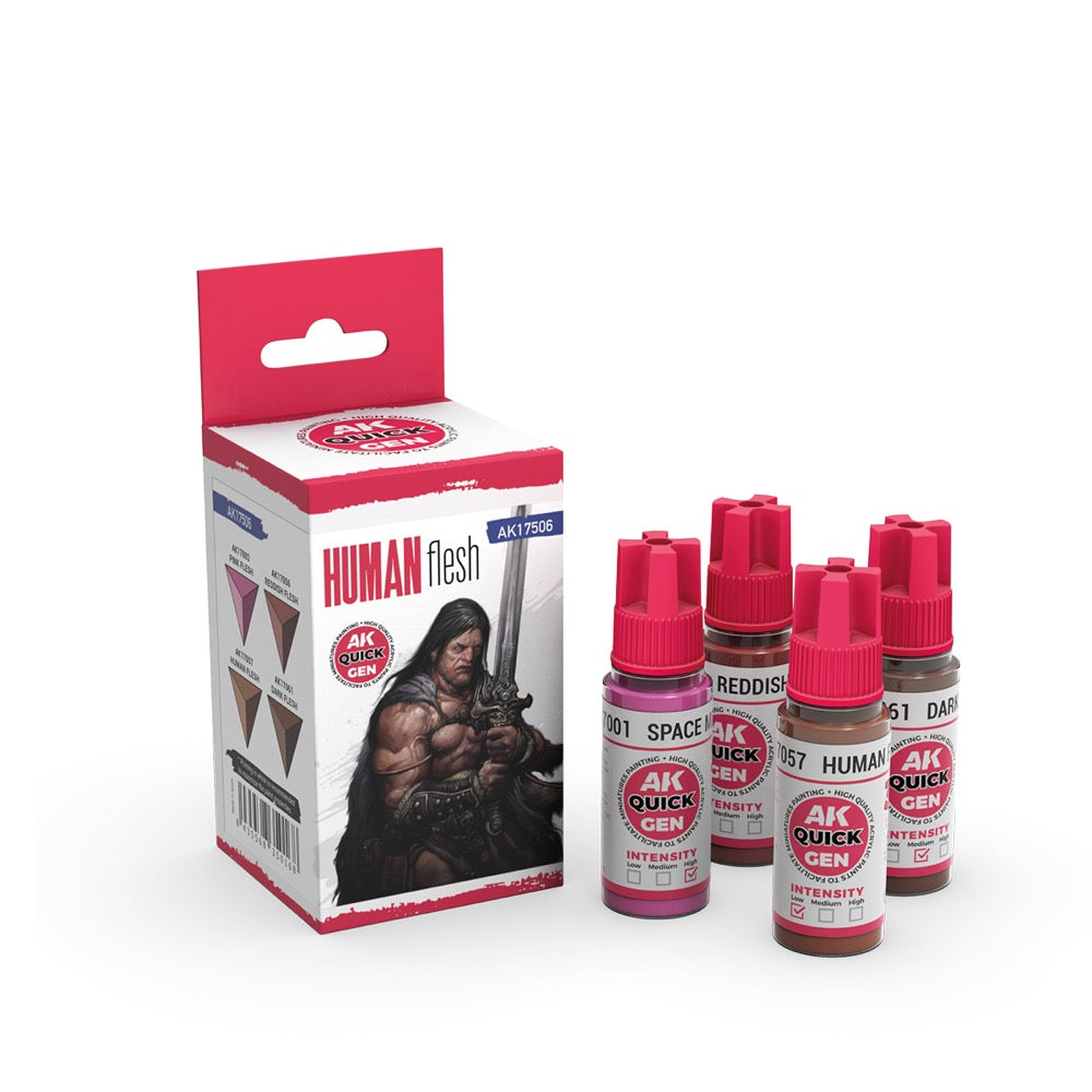 AK Interactive 17506 Quick Gen Human Flesh Acrylic Paint Set 4 Colours