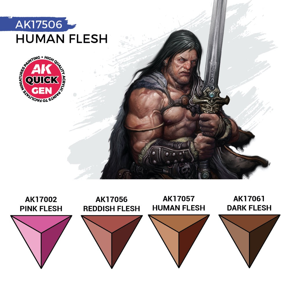 AK Interactive 17506 Quick Gen Human Flesh Acrylic Paint Set 4 Colours